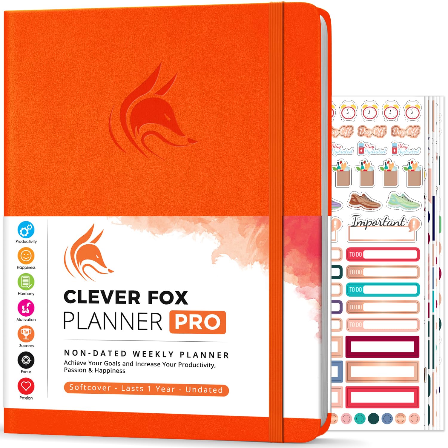 Clever Fox Planner PRO โ Weekly & Monthly Life Planner to Increase Productivity, Time Management and Hit Your Goals, 21.5x28cm (Orange) โ image 1