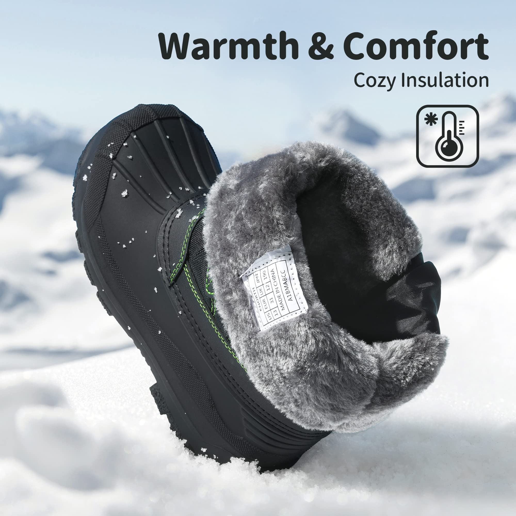 DREAM PAIRS Boys Girls Snow Boots Waterproof Outdoor Warm Cozy Anti-Slip Mid Calf Faux Fur Lining Winter Shoes for Little/Big Kids