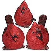 Cardinals Figurine Decorations - Three Poses - Hand Crafted and Hand Painted - Christmas Decoration - 3 Pieces - 3.5 Inches