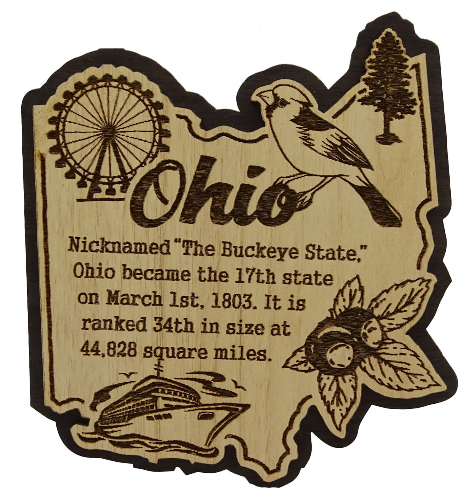 Printtoo USA Ohio State Map Wooden Magnet Souvenir Fridge Magnet Gift