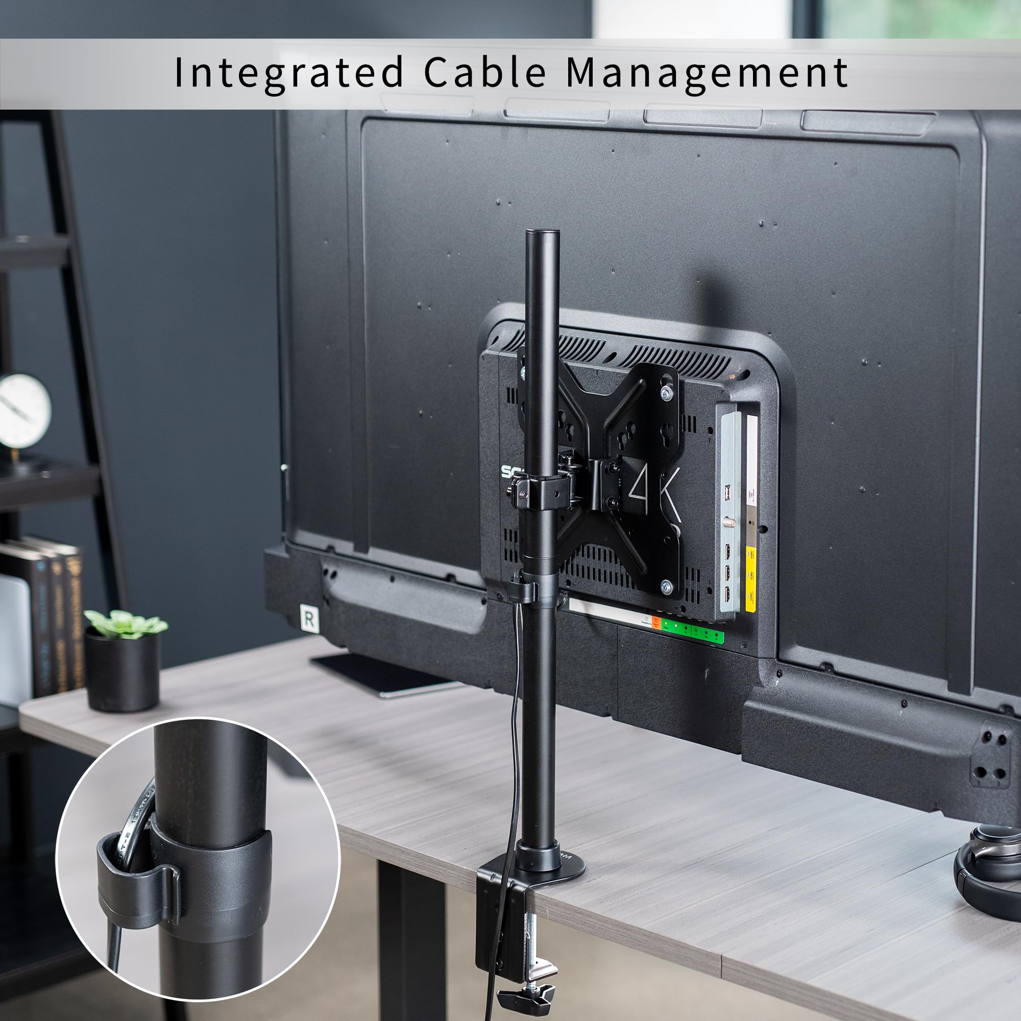 VIVO Ultra Wide TV Desk Mount for up to 55 inch Screens Weighing 66 lbs, Full Motion Height Adjustable Single Television Stand, Black, STAND-V155C