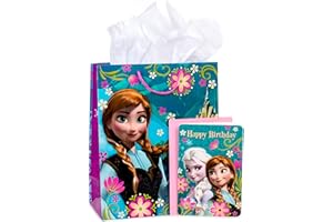 Hallmark 13" Large Frozen Gift Bag with Birthday Card and Tissue Paper (Anna and Elsa)