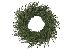 20" Real Touch Norfolk Pine Wreath for Front Door, Artificial Christmas Wreath Green Faux Pine Wreaths for Wall Windows Mantl