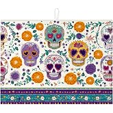 Colorful Sugar Skull Dish Drying Mats For Kitchen Counter, Floral Absorbent Dish Drainer Mat, Fun Microfiber Drying Pad For Kitchen Counter Protector 18x24 Inch