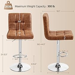 Yaheetech Bar Stools Set of 4, PU Leather Swivel