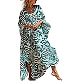 KECVOT Women's Plus Size Kaftan Dress - Batwing Sleeve Long Beach Cover Up Maxi Dress Swimsuit Cover Loungewear