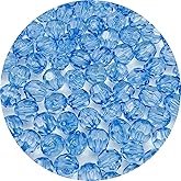 YUEXIGO 1000pcs 6mm Acrylic Round Faceted Beads for Crafts Faceted Spacer Beads for Sewing Crafts Decoration Necklaces Bracelets Earrings Jewelry Making(Light Blue)