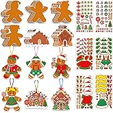 Qpout 24 Pack DIY Christmas Cutouts with Gingerbread Man House Christmas Stickers,Make a Face Stickers Game,Christmas Art Crafts for Home Christmas Tree Holiday Xmas Classroom Activities Favors