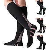 Mosithings 4 Pairs Compression Socks For Women 15-20mmHg Graduated Compression Circulation Support Socks For Running Athletic