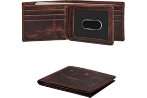 Oak Leathers Leather Wallet for Men - RFID Bifold Wallets with 9 Credit Cards 1 ID Window Slim Minimalist Front Pocket Gift For Men