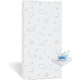 SJEUQOP Crib Mattress Topper 2" x 27.5" x 52", High Density Foam Breathable Baby and Toddler Mattress Topper with Waterproof Removable and Washable Cover, Fits Standard Cribs and Toddler Beds