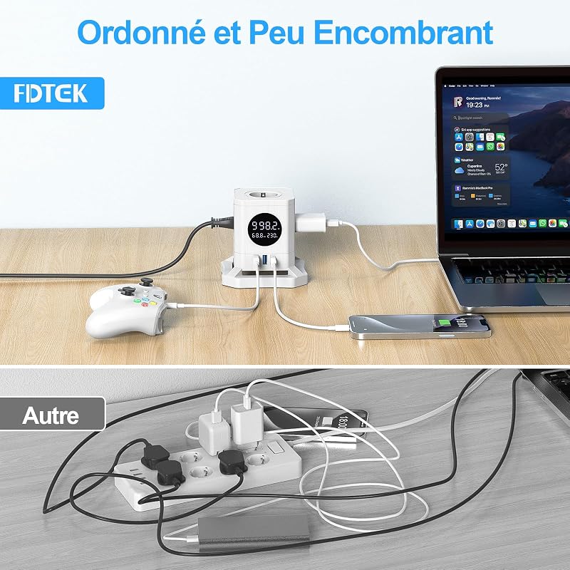 Cube Multiprise avec LCD Écran, Consommation Électrique Surveillance — photo 6 sur 7