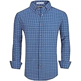 Esabel.C Mens Dress Shirts Wrinkle Free Long Sleeve Print Formal Business Casual Button Down Shirts