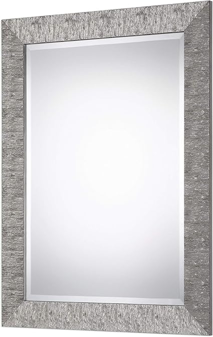 Amazon Benjara シルバー長方形木製フレームウォールミラー テクスチャードエッジ付き ミラー 鏡 オンライン通販