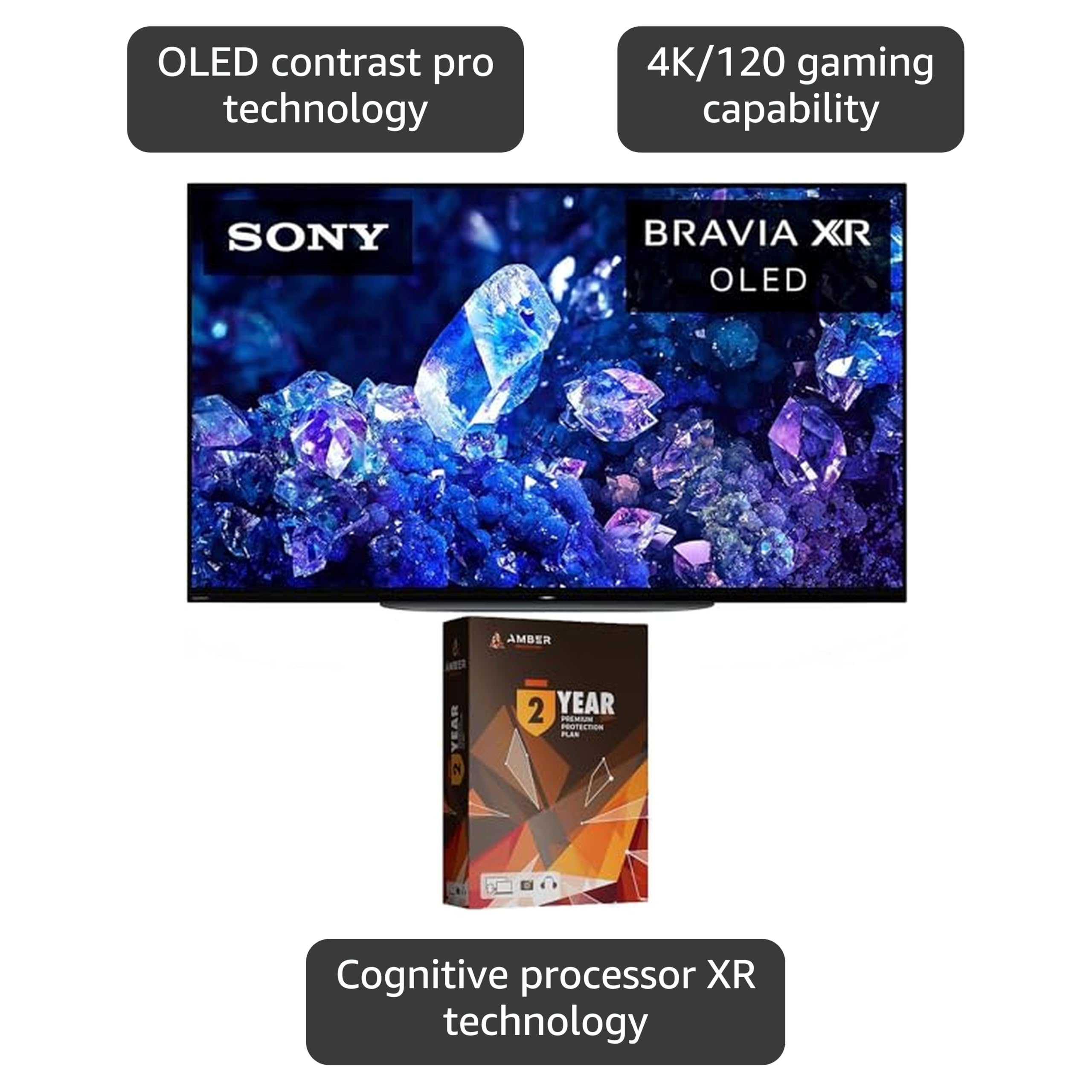 Sony XR42A90K 42 Inch 4K Bravia XR OLED High Definition Resolution Smart TV with 4 Year Amber Protection Plan (2022)