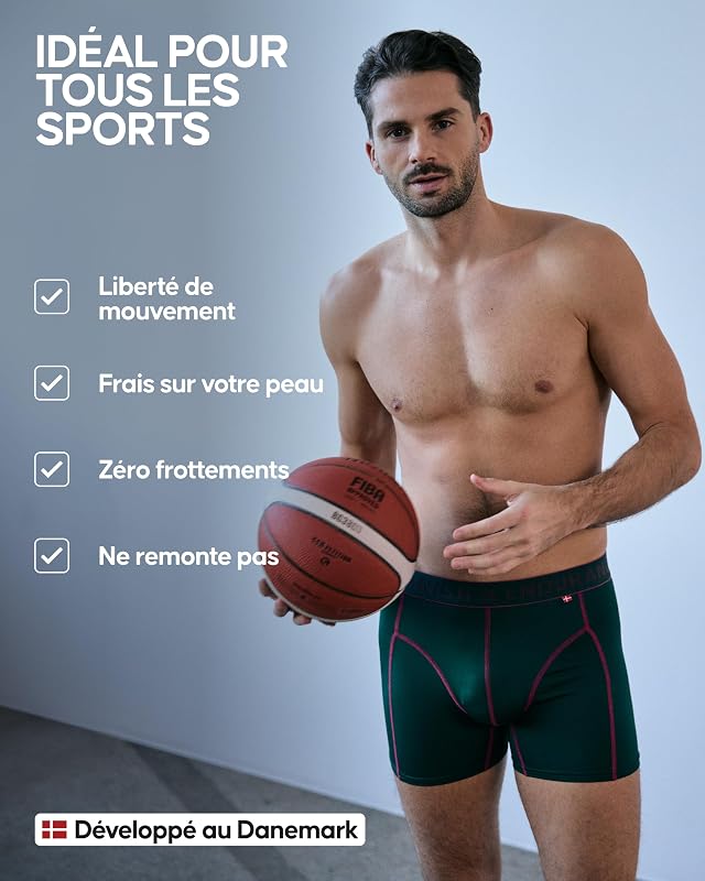 Boxers de Running Hommes, Lot de 3, Noir, L