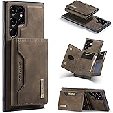Cseoteo Wallet Case for Samsung Galaxy S22 Ultra, DG.MING Premium Leather Phone Case Back Cover Magnetic Detachable with Trifold Wallet Card Holder Pocket for Samsung Galaxy S22 Ultra (Coffee)