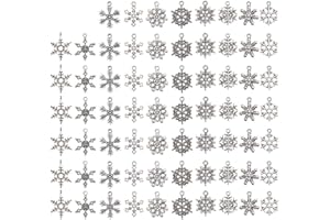 CCINEE 100 PCS Snowflake Antique Charms Silver Metal Pendants Wholesale Bulk Mixed DIY Jewelry Making Charms for Necklace Bracelet Making and Crafting