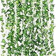 ZWYOQI 84 Feet Artificial Ivy Leaf Plants Fake Vine Hanging Garland Greenery Foliage for Home Kitchen Garden Office Wedding Wall Decor (Ivy/12 Strands)