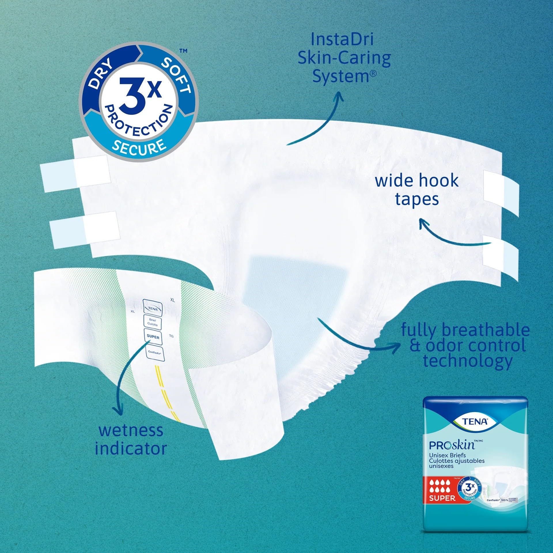Tena Incontinence Adult Diapers, Maximum Absorbency, Disposable Briefs, ProSkin - Large - 56 ct