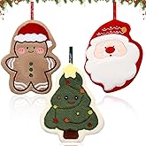 Breling 3 Pcs Christmas Hanging Hand Towels for Bathroom Christmas Tree Kitchen Towels with Loop Absorbent Soft Santa Gingerbread Decorative Dish Cloth for Xmas Decoration Gift Hand Drying Holiday