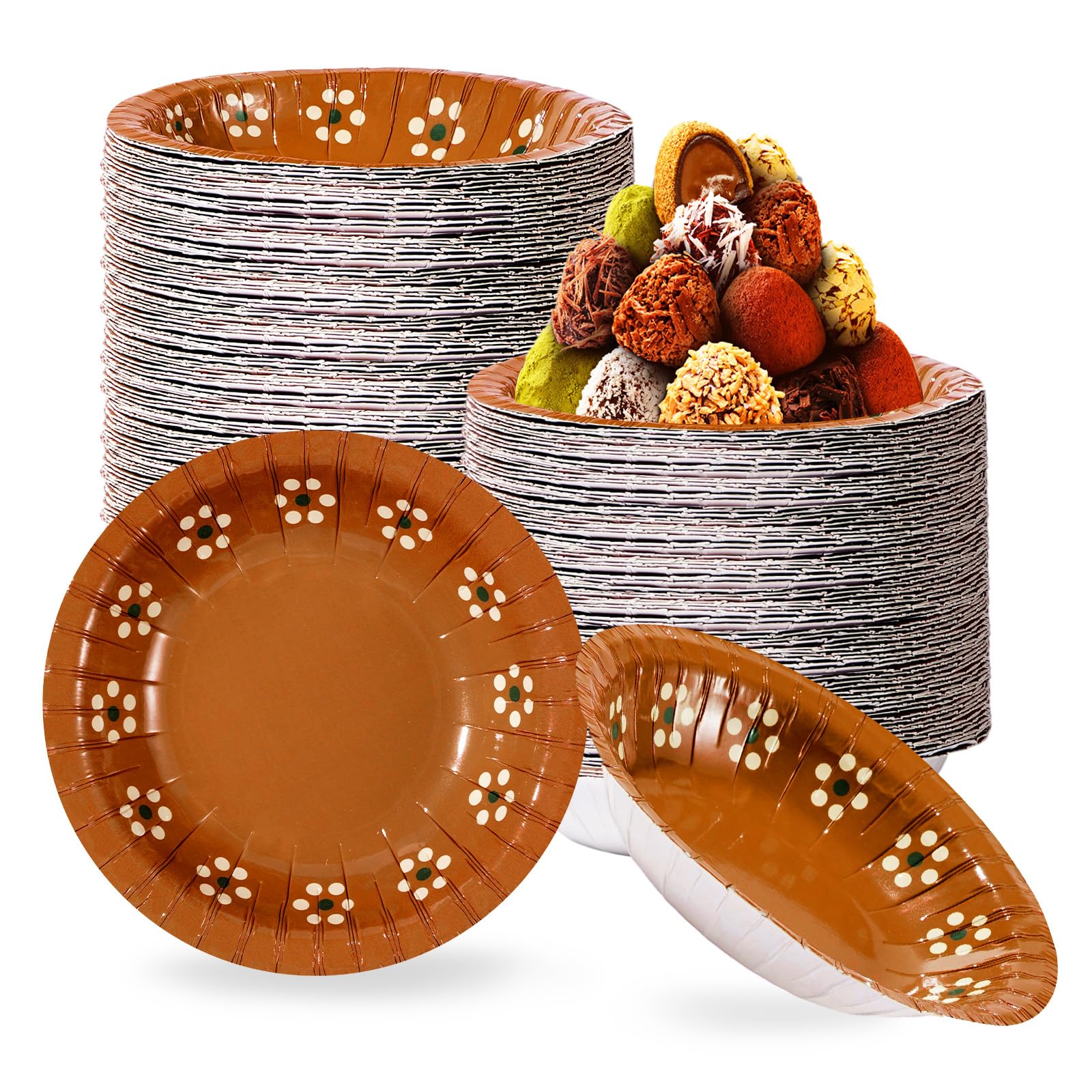 Photo 1 of 100Pcs De Barro Mexicanos Paper Bowls 12 Oz Mexican Terracotta Clay Pottery Soup Bowls Disposable Mexican Pottery Fiesta Ice Cream Cups for Cinco De Mayo Wedding Carnival Birthday Party Decorations