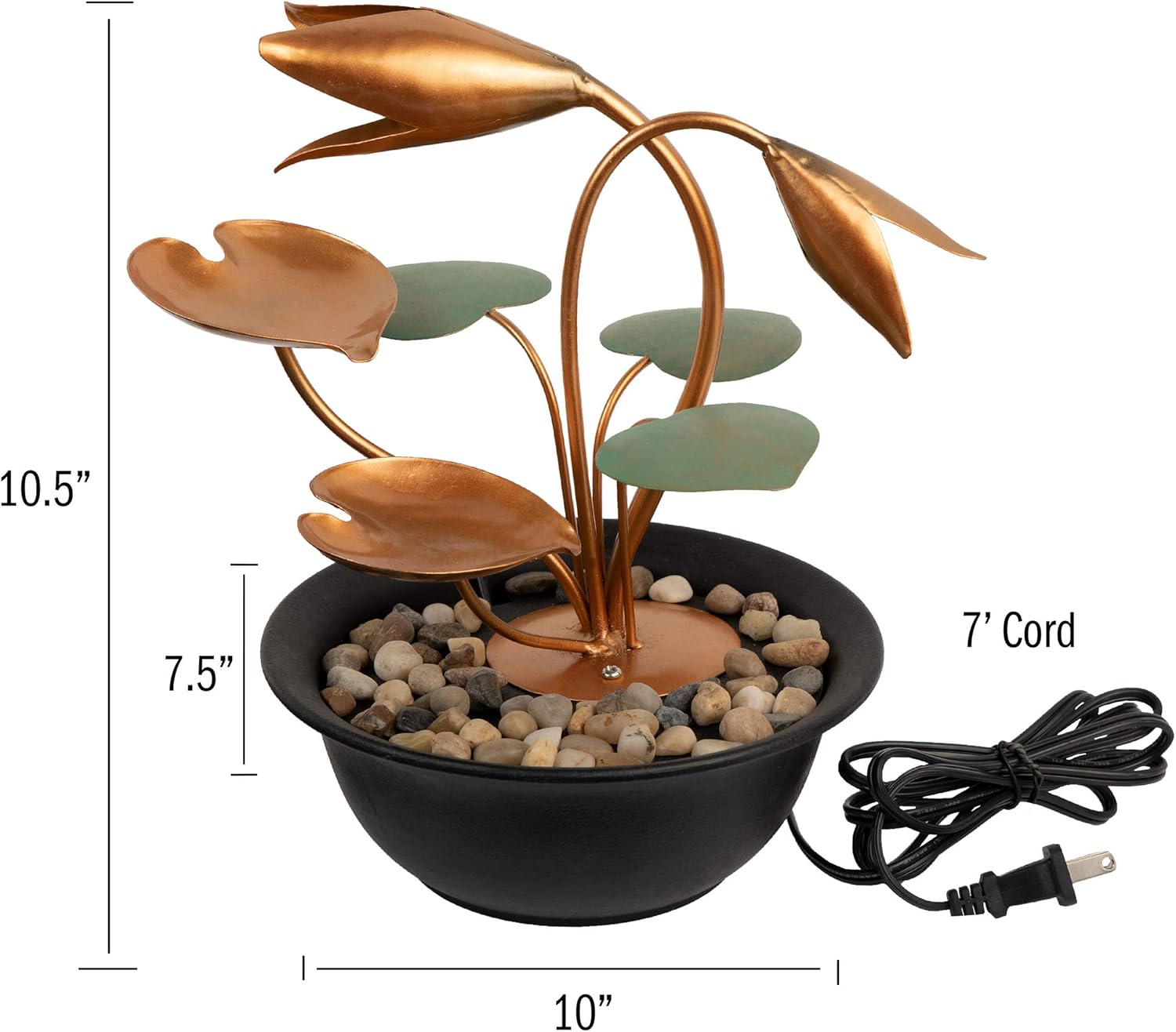 Pure Garden 50-LG5061 Tabletop Fountain-10.5” Cascading Water Over Metal Flowers and Leaves, Electric Pump, Soothing Indoor Waterfall for Home Décor, 10.5 inches : Garden & Outdoor