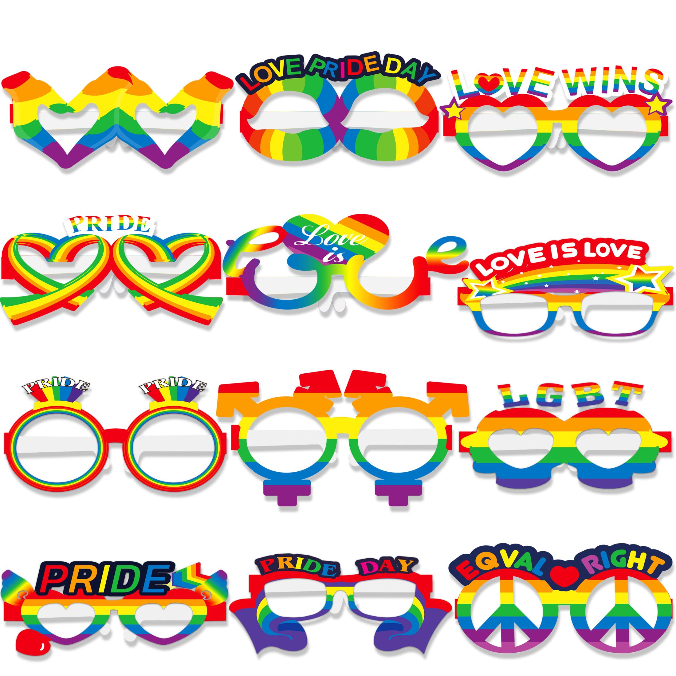 Rainbow Gay Pride Party Glasses Mask, Pride Decorations Lgbt Gay Pride Glasses Rainbow Party Photo Booth Props, Lesbian Hen Party Accessories for Pride Month Pride Day Party Glasses Photo Props