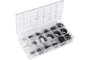 NEIKO 50458A Snap Ring Shop Assortment | 300 Piece Retaining Ring Set | 18 Sizes (1/8" - 1-1/4") | Heat-Treated Hardened Stee