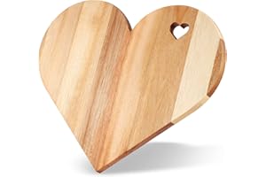 Patelai Heart Shaped Cutting Board, Acacia Wood Heart Charcuterie Board Bread Cheese Serving Platter Serving Charcuterie for 