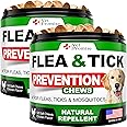 (2 Pack) Flea and Tick Prevention for Dogs Chewables - All Natural Flea & Tick Control Chews - Oral Pills for Dogs Supplement - All Breeds and Ages - Made in USA - 240 Chews