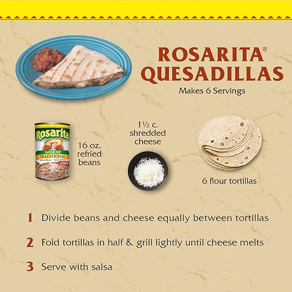 ROSARITA NO FAT TRADITIONAL REFRIED BEANS, 16 OZ