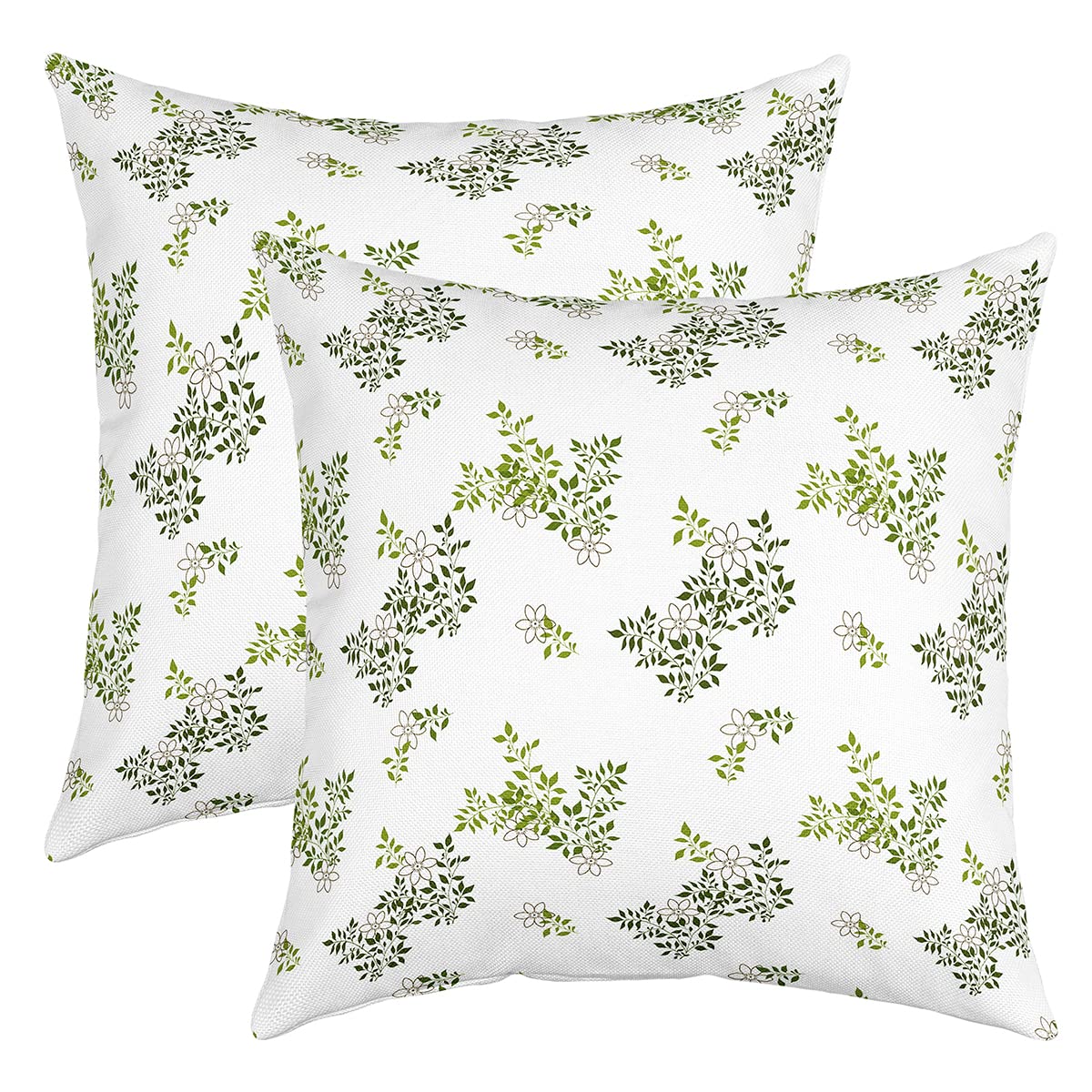Leaf Print Throw Pillow Covers 18"x18" Set of 2 Soft Botanical Leaf Pattern Pillow Cases Cushion Covers For Living Room Bedroom Natural Theme Green Decorative Throw Pillowcases for Sofa Chair — image 1