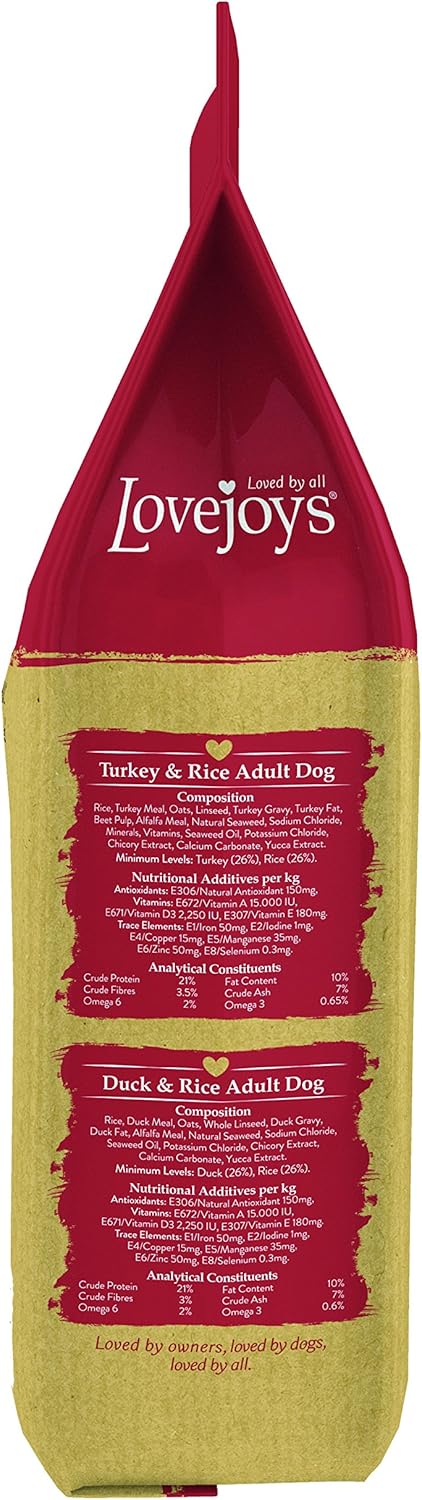 Lovejoys Complete Dry Dog Food Hypoallergenic Recipe, Turkey & Rice, 12kg - Wheat-Free Dried Dog Biscuits and Sensitive Dog Food Dry - Image 3