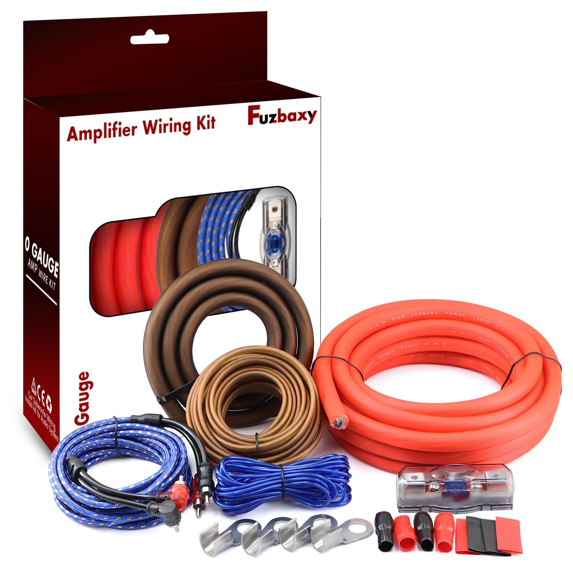 Photo 1 of 0 Gauge Audio Amplifier Installation Wiring Kit 3000W CCA with Fuse & RCA Complete Car Audio Power Cable Kit for Subwoofer and Speaker Install
