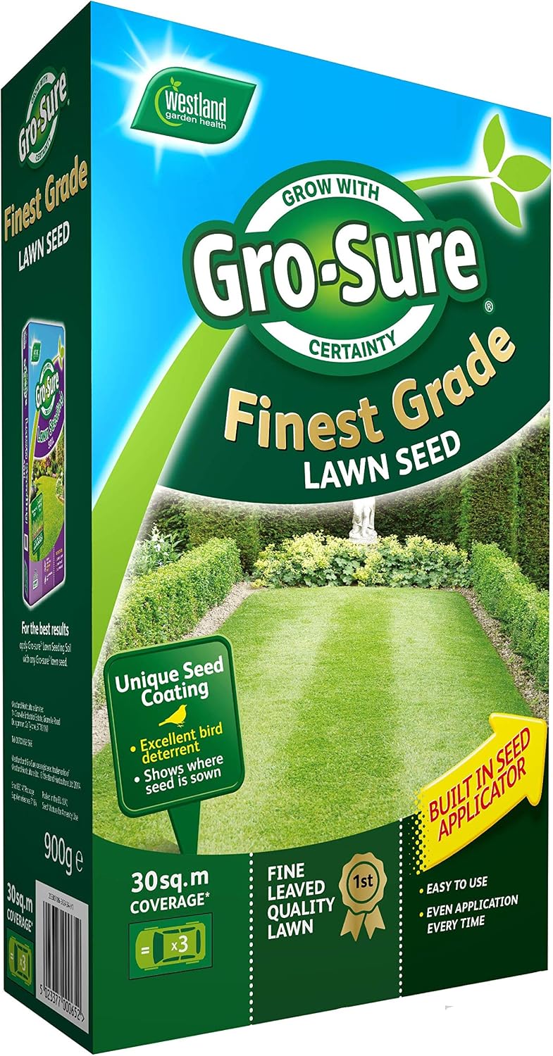 Gro-Sure Finest Lawn Seed, 30 m2, 900 g, Green