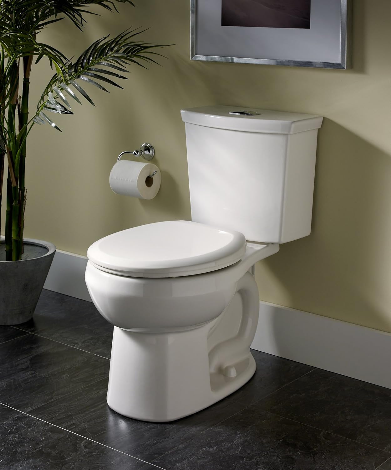 American Standard 2886518.020 H2 Option Siphonic Dual Flush Right Height Elongated Toilet with Liner, White, 2-Piece - - 