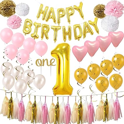 Amazon Com Lqsmile First Birthday Decorations For Girl Boy Happy