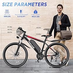 Electric Bike for Adults, 26'' 1000W Peak Ebike, Up