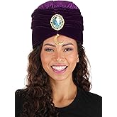elope Fortune Teller Costume Head Wrap Turban for Adults - 100% Polyester, Foam & Velour, Adjustable Size, Blue Jewel - Standard - Purple