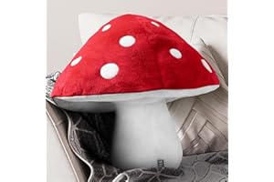 AELS 15.35 Inches Mushroom Pillow, Cute 3D Polka Dot Mushroom Plush, Decorative Throw Pillow for Lover Sofa Couch Living Room Bedroom Decor, Red