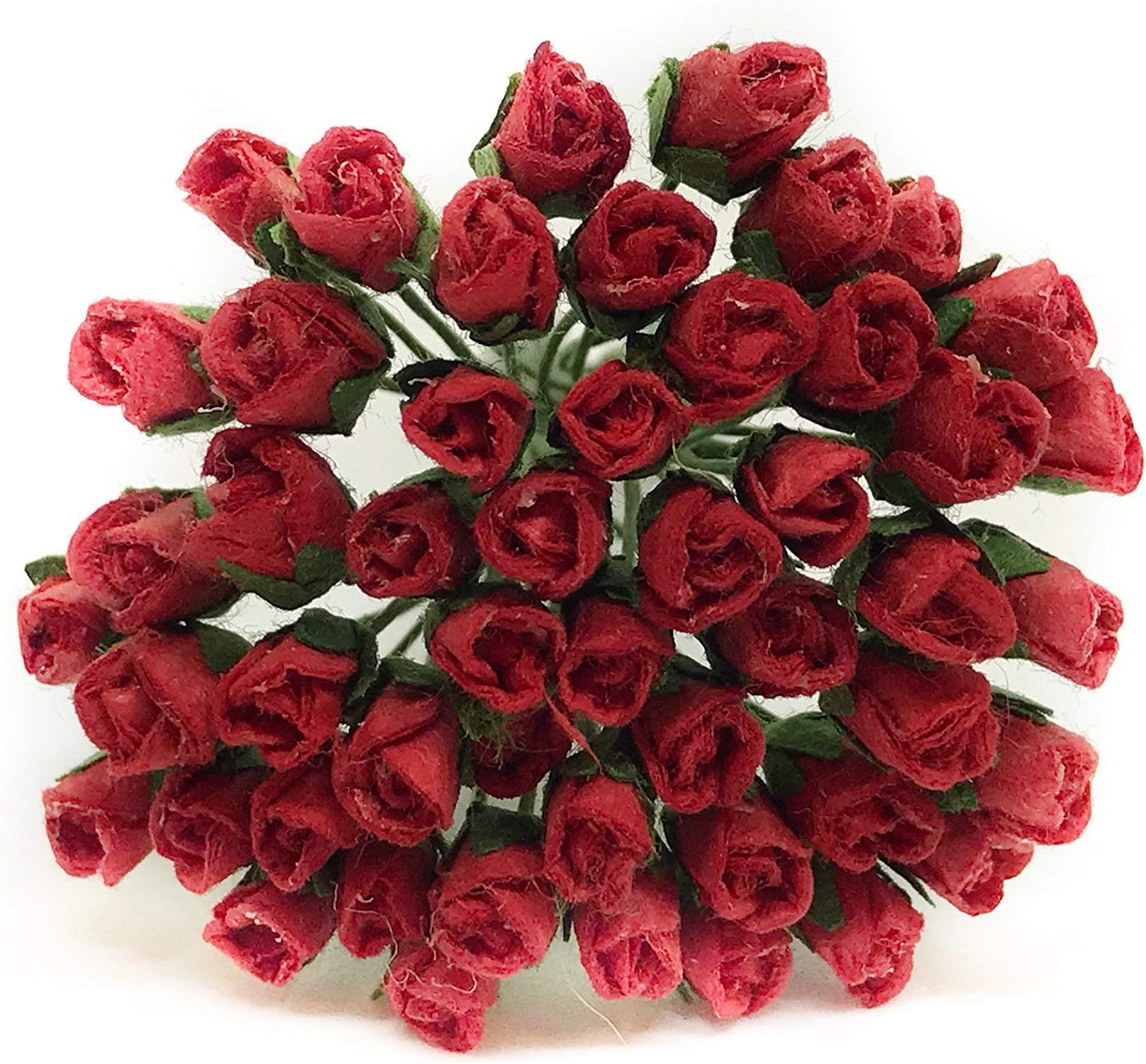 0.7cm Red Paper Roses, Mulberry Paper Flowers, Miniature Flowers, Mulberry Paper Rose Buds, Miniature Rose, DIY Bouquet, Scrapbooking Flowers 50 Pieces