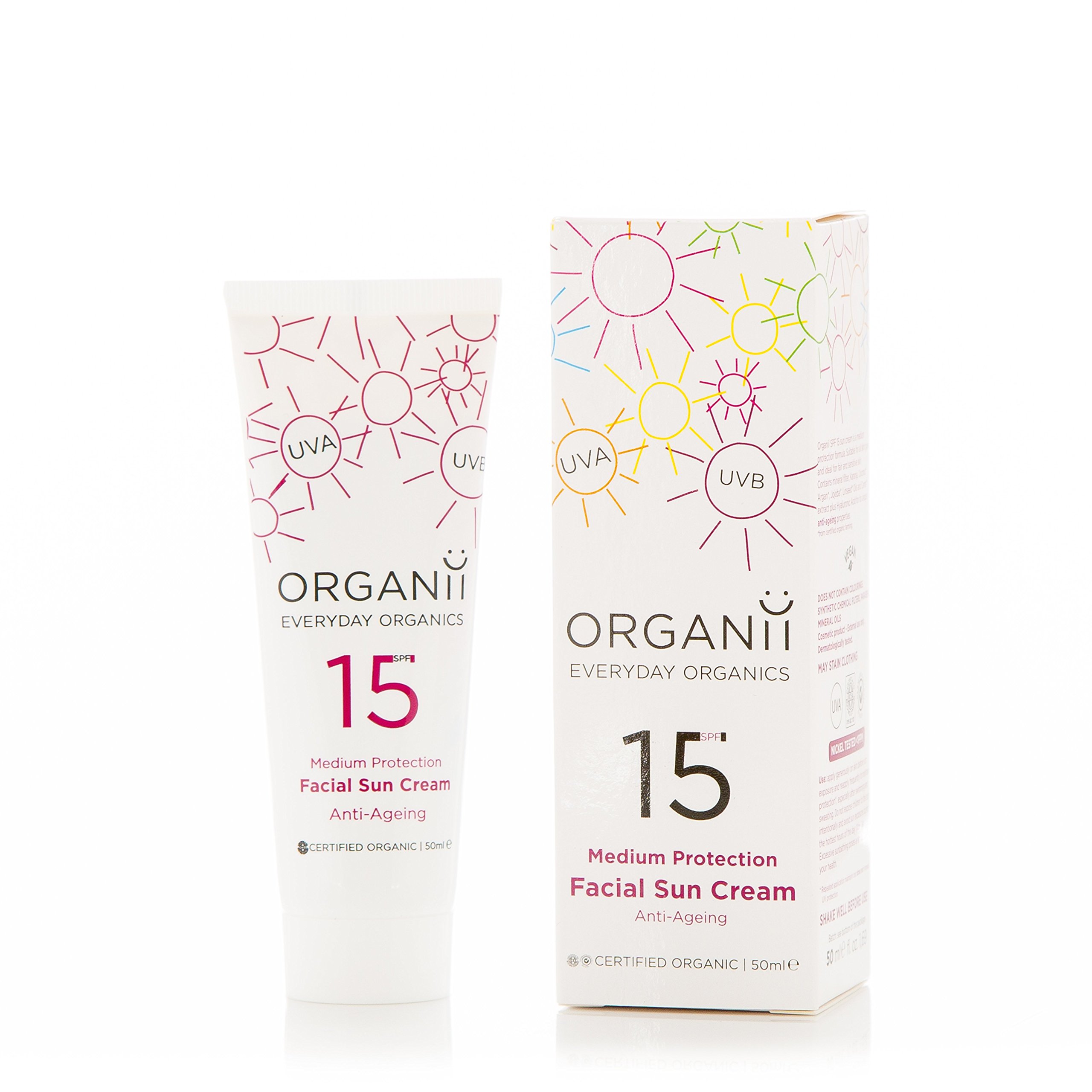 ORGANii Anti Ageing Facial Sun Cream with SPF 15 50 ml