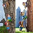 coolboy Climbing Rope Gnomes Garden Statue,Gnom Statue Resin Garden Gnome Tree Hugger Outdoor Decor Accessories,Miniature Figurines Micro Garden Gnome Landscape Figurine for Lawn Balcony Patio