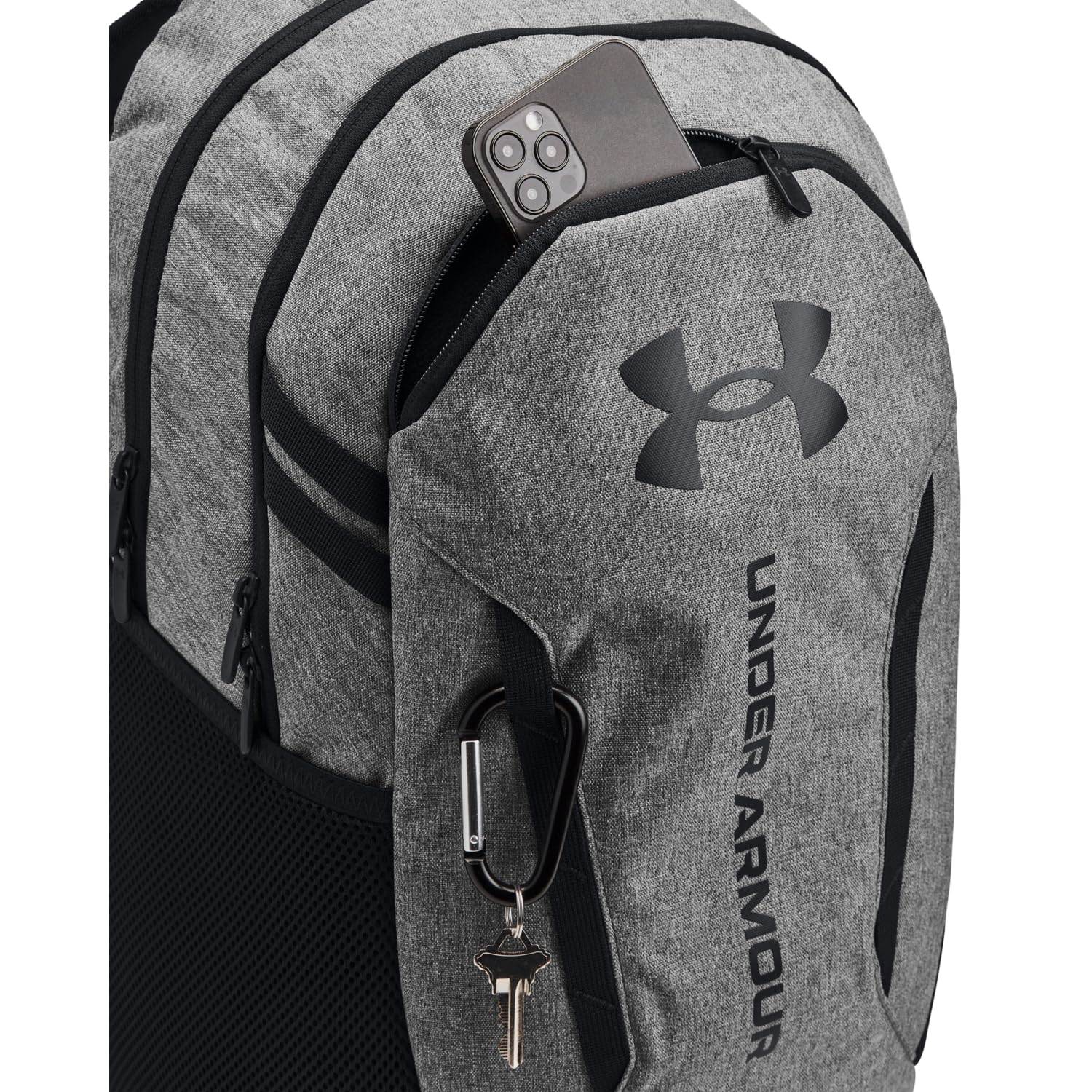 Under Armour Unisex-Adult Hustle 6.0 Backpack, (026) Castlerock Full Heather/Black/Black, One Size Fits Most