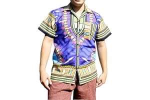 RaanPahMuang Pure Cotton Hawaiian Shirt Large Collar in African Dashiki Artwork