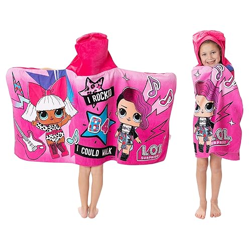 L.O.L. Surprise! Soft Cotton Bath/Pool/Beach Hooded Towel Wrap, 24 In x 50 In, Pink, By Franco Kids