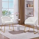 Yaheetech Velvet Tub Chair Vanity Chair Modern Accent Armchair White view 4