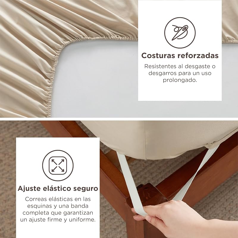 Beige Juego de Sábanas Microfibra - 90x190 cm，3 Piezas