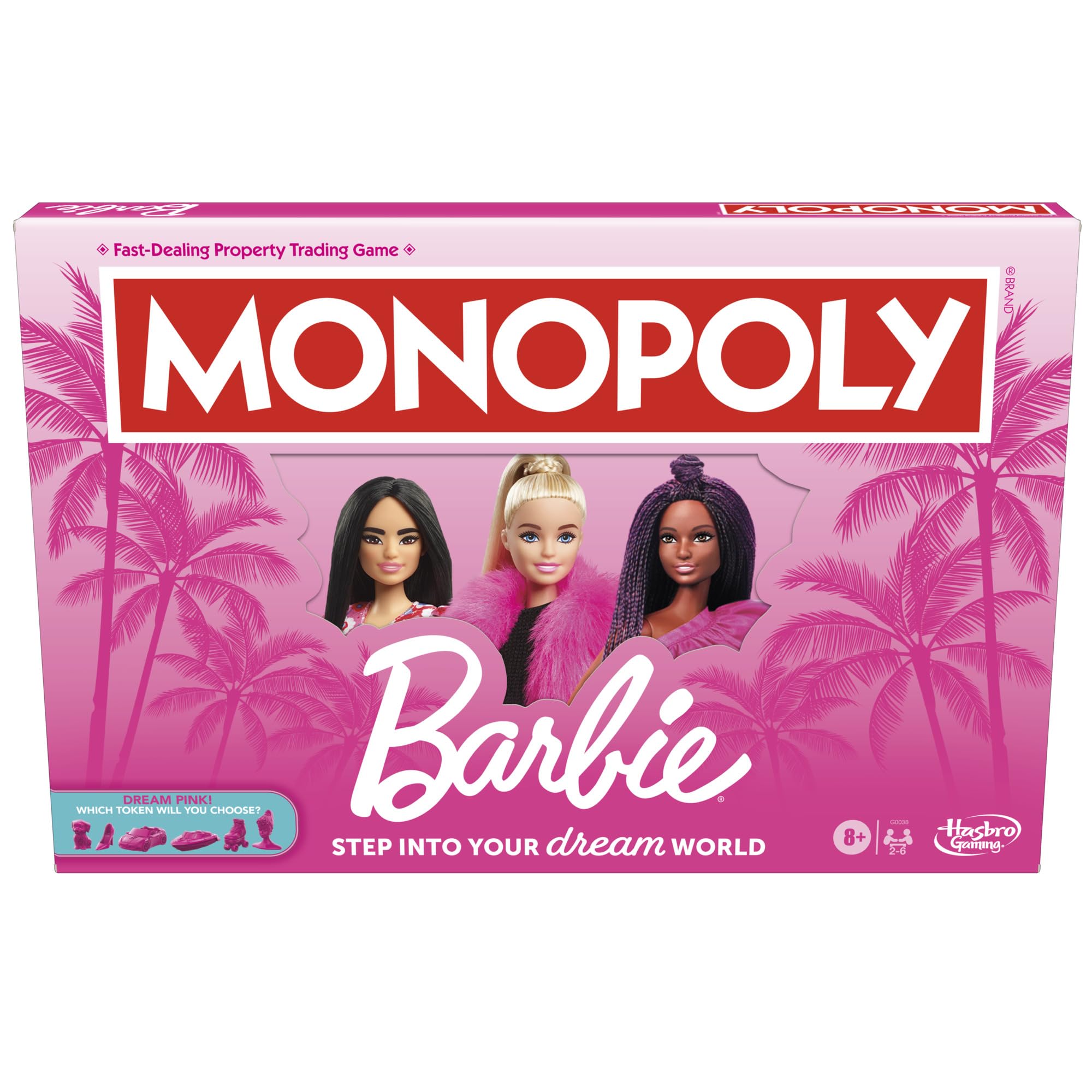 Monopoly: Barbie Edition Board Game, Property-Trading Game with Barbie Tokens, Cards & Locations, 2–6 Players, Ages 8+, Quick to Learn, Perfect Game For Families That Love Classic Games